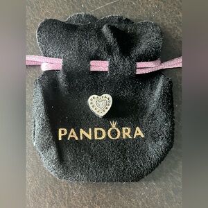 Pandora Black Pouch with Silver Heart Charm